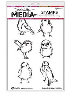 Dina Wakley MEdia Stamp Scribbly Small Birds (MDR50414)