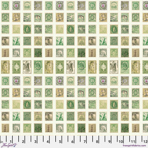 Tim Holtz Freespirit Fabric Green Stamps (PWTH261.GREEN)