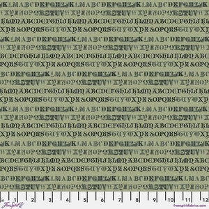 Tim Holtz Freespirit Fabric Green Typography (PWTH264.GREEN)