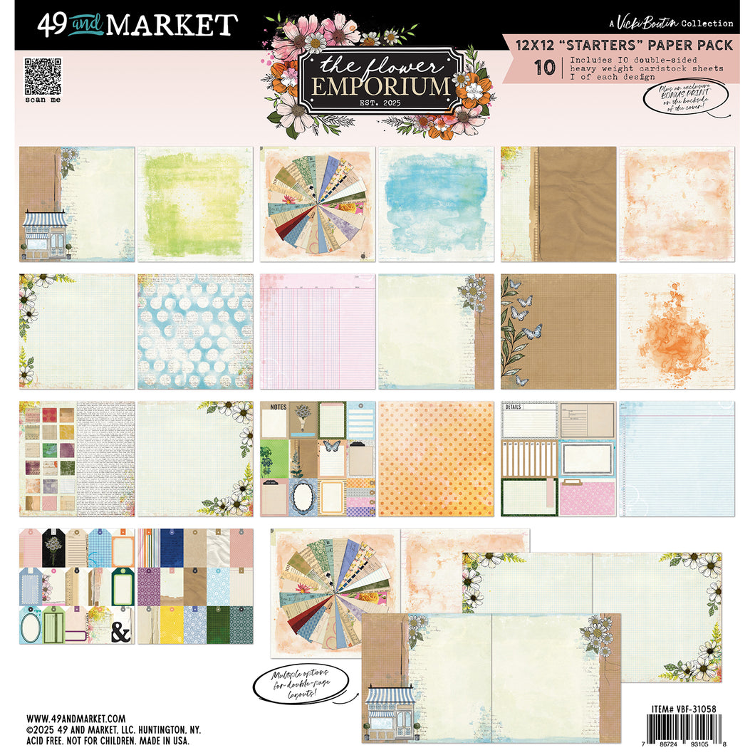 49 and Market The Flower Emporium 12x12 Starters Collection Paper Pack (VBF-31058)