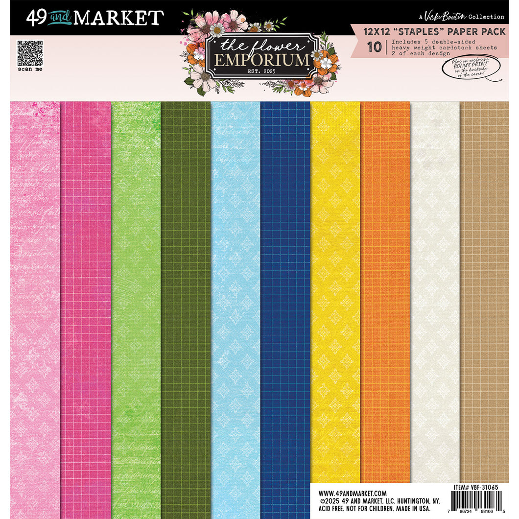 49 and Market The Flower Emporium 12x12 Staples Paper Pack (VBF-31065 )