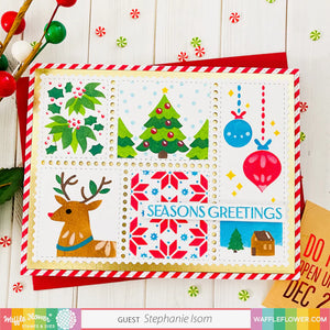 Waffle Flower Postage Christmas Stencil (421425)