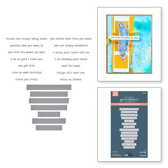 Spellbinders Feather Holding your Heart Betterpress and dies by Dina Wakley (BPR-026)