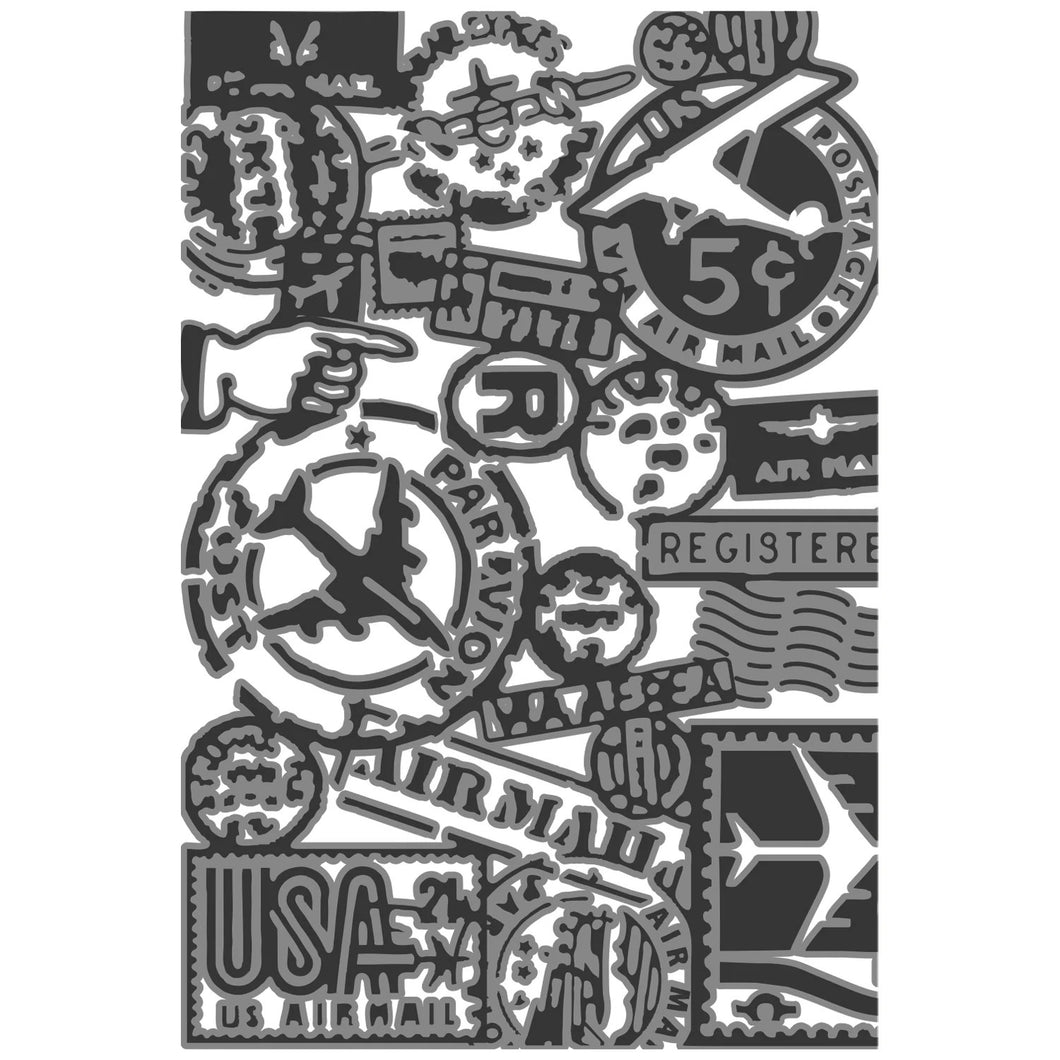 Sizzix Multi Level Textured Impressions Embossing Folder - Vault Airmail by Tim Holtz (666869)