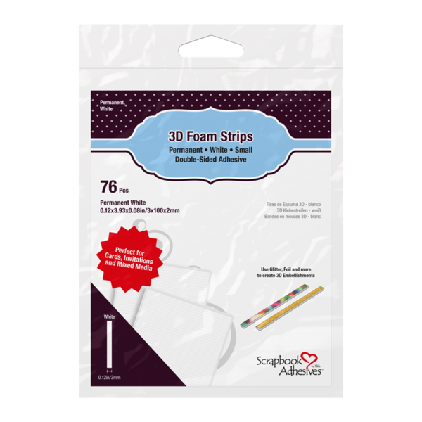 Scrapbook Adhesives 3D Foam Strips - Permanent, White - Small (01230)