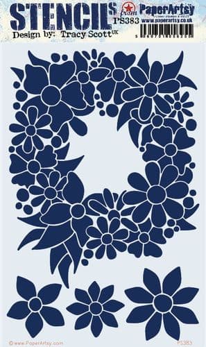 Paper Artsy Stencil Flower Wreath designed by Tracy Scott (PS383)